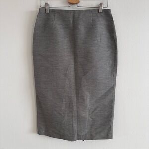 Charles Chang Lima Linen Silk black and white houndstooth pencil midi skirt